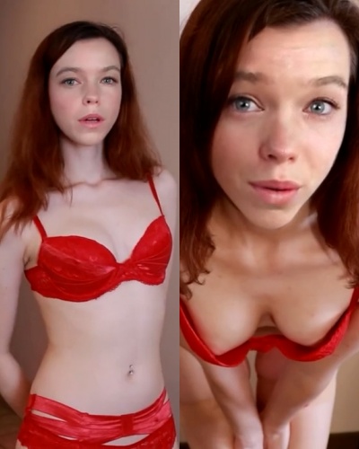 Milly Alcock removing dress red bra panties seducing audition deepfake masturbating video